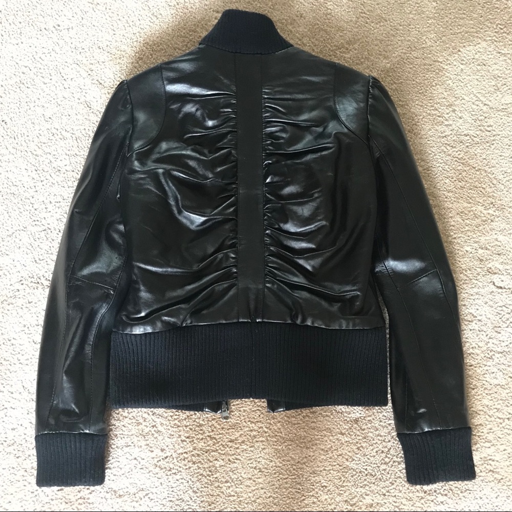 Bebe Gorgeous Black Lined Zippered Leather Blazer Jacket
